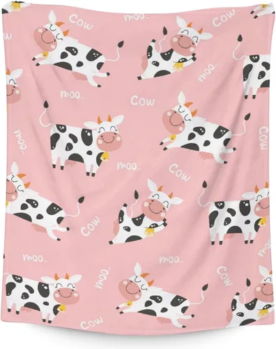 Miniatura 29 de Manta de vaca para niñas pequeñas, tamaño de regazo de 30 x 40 pulgadas, manta de felpa suave y peluda para regalo, manta negra linda para cama, sofá