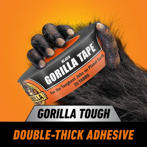 Miniatura 2 de GORILLA Cinta adhesiva para conductos, cinta negra, 1.88 pulgadas x 35 yardas (paquete de 6) - Resistente para interior o exterior