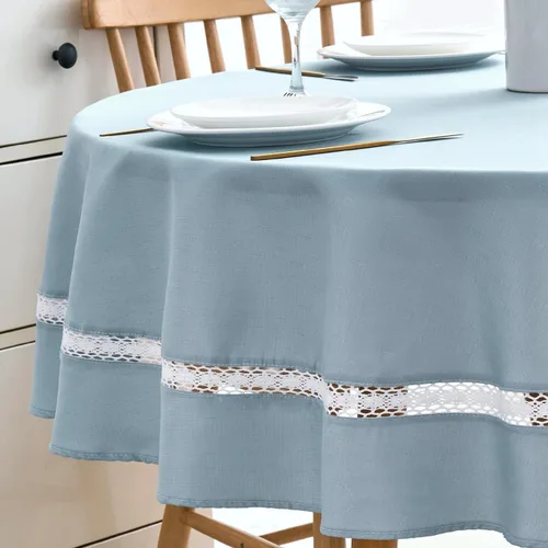 Miniatura 9 de EHouseHome Mantel de tela resistente con encaje blanco, impermeable, sin arrugas, resistente a las manchas, a prueba de aceite, para comedor