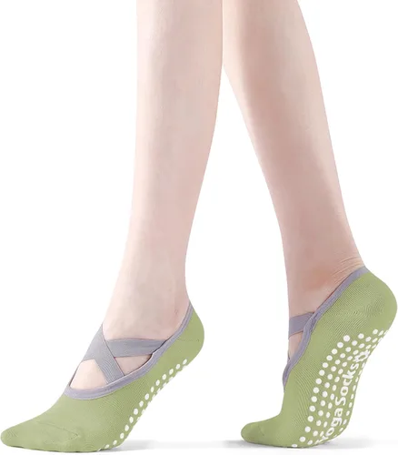 Miniatura 30 de Calcetines de yoga con agarre antideslizante para mujer, talla única, para fitness, deporte, danza de calcetines