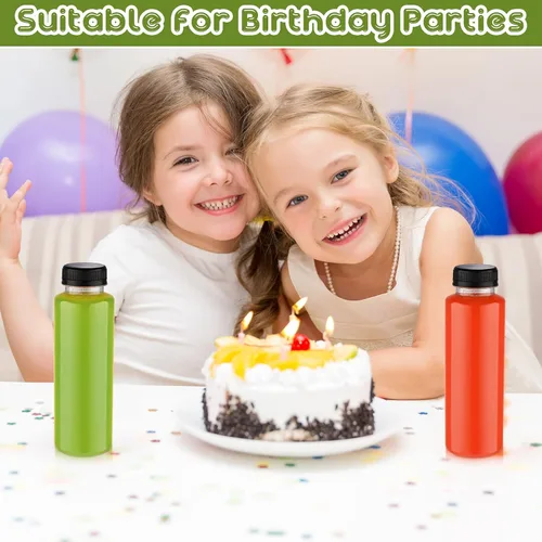 Miniatura 7 de Thenshop 24 botellas de plástico de 12 onzas con tapas, botellas de plástico desechables de PET transparentes con tapas negras a prueba