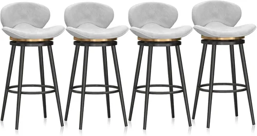Miniatura 14 de Taburete de bar moderno con Patas de Metal Negro, giratorio de 360 grados, cómodo y tapizado, ideal para el hogar, bar, cocina, isla, comedor o Pub