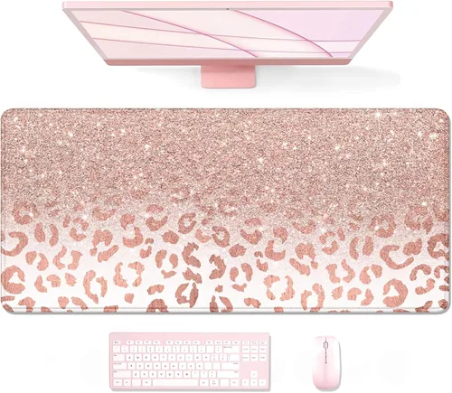 Miniatura 32 de Auhoahsil Alfombrilla grande para mouse, tamaño XXL, extendida de 35 x 15 pulgadas, base de goma antideslizante, bordes cosidos, superficie 03