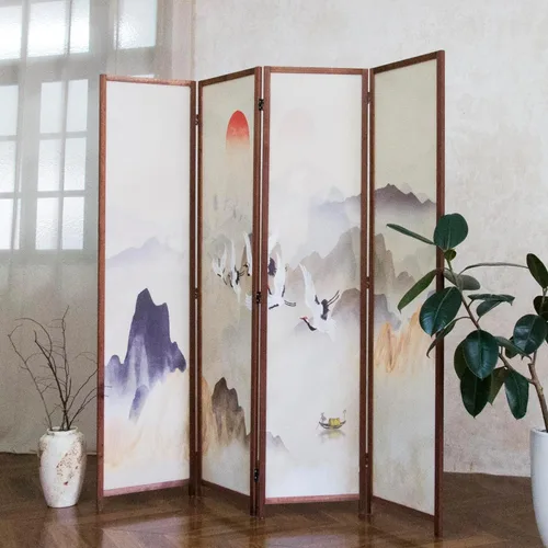 Miniatura 6 de divisor de habitación de 4 paneles plegable, pantalla de privacidad de 1.7 m de alto con doble cara, divisor de paneles con oscurecimiento