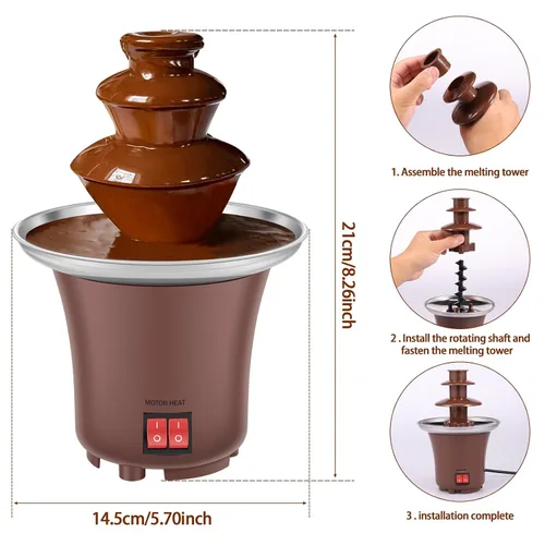 Miniatura 2 de Máquina eléctrica de fuente de chocolate, fuente de queso de 3 capas, capacidad para máquina de 10 onzas, fuente de fondue de chocolate, máquina