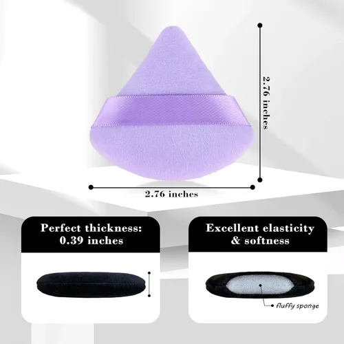 Miniatura 2 de 8 piezas Esponja para polvo de cara en forma de triángulo, suave y aterciopelada, para polvo suelto, polvo corporal, esponja de maquillaje