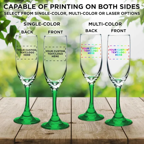 Miniatura 6 de DISCOUNT PROMOS Juego de 100 copas de champán personalizadas Premiere de 6.25 onzas, paquete a granel personalizado, elegante vaso para bodas