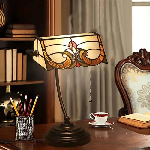 Miniatura 10 de Lámpara de escritorio Bankers Lámpara, Vintage, Mesa, Lámparas de noche, Lectura para Oficina de Estudio, Base de Aleación, W11 H15, Barroco Verde