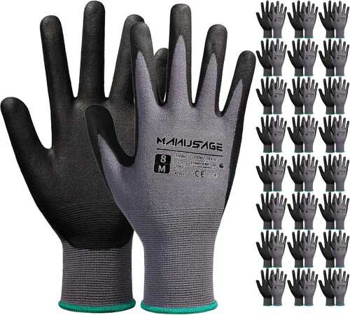 Guantes de trabajo de seguridad MANUSAGE para hombres y mujeres, guantes de trabajo de nitrilo de microespuma XLarge, guantes de trabajo delgados