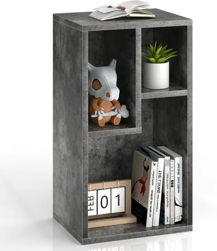 Miniatura 21 de VECELO Estantería para niños, 2 en 1 con estantes y 3 cubos de diferentes tamaños, organizador de madera para almacenamiento de juguetes para Blanco