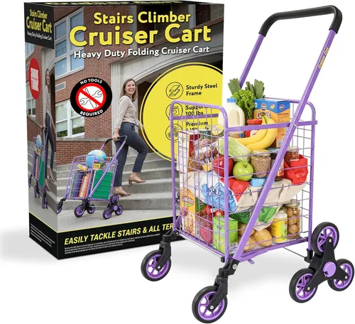 Miniatura 8 de Productos dbest - Carro de compras con ruedas para escaleras, plegable y compacto, con cesta de lavandería, carrito utilitario ligero y plegable