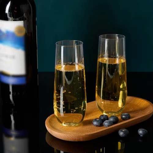 Miniatura 2 de FOCUSLINE Paquete de 24 Copas de Champán de Plástico Transparente de 9 Oz, Copas de Champán de Plástico Sin Tallo Transparentes, Vasos para Brindis