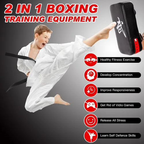 Miniatura 2 de 2-in-1 Boxing Pads Set, Punch Mitts & Kick Pad Combo for Kids & Adults, Adjustable MMA Training Gear for Boxing, Kickboxing, Karate & Taekwondo