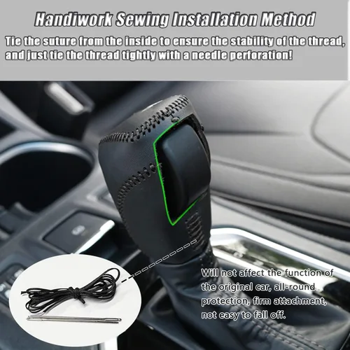 Miniatura 5 de Cubierta de cuero para pomos de palanca de cambios de automóvil para Subaru Crosstrek 2018 2019 2020 2021 2022 2023 Subaru Crosstrek accesorios