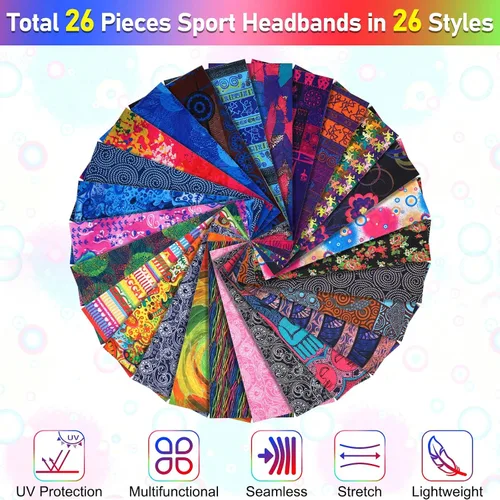 Miniatura 2 de Jiuguva 26 piezas de polaina de cuello para hombre, diadema bohemia, envoltura para la cabeza, a granel, senderismo, bufanda sin costuras, bandana