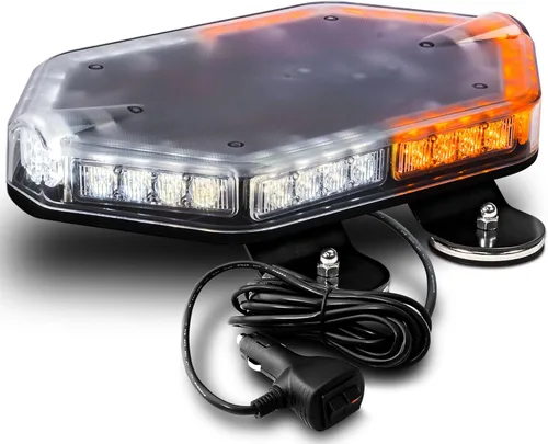Miniatura 20 de NanoFlare NFMB56 Mini Barra de Luz Estroboscópica LED Roja Blanca de 17" 12V 56W [Clase SAE 1] [Imán/Montaje Permanente] Barra de Luz de Baliza