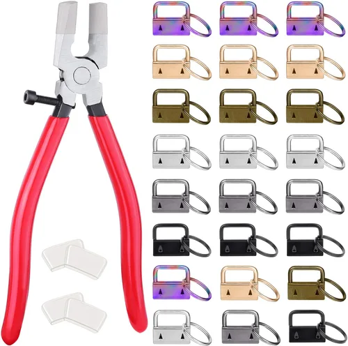 shynek - 50 piezas de accesorios para llavero de 1 pulgada con herramienta de alicates para llavero y abrazadera de muñeca, Varios colores