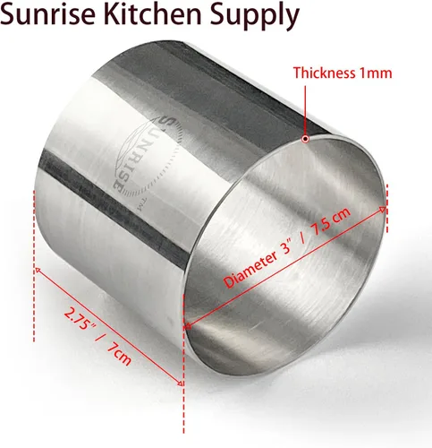 Miniatura 4 de Paquete de 4 moldes de acero inoxidable para suministros de cocina Sunrise, 3 x 2.75 pulgadas (3 x 2.75 pulgadas)