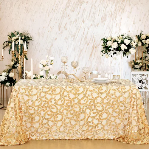 Miniatura 9 de B-COOL Mantel plateado de lentejuelas para mesa de boda con flores y Navidad, 90 x 90 pulgadas