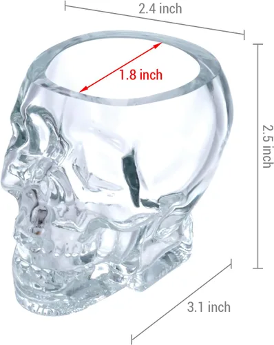 Miniatura 8 de MyGift Juego de 6 vasos de chupito de calavera – Vaso de cristal transparente de 2.8 onzas para fiestas de Halloween, bares de cóctel y decoración