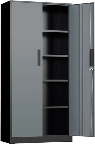 Miniatura 13 de INTERGREAT 67" Tall Bathroom Cabinet, Storage Cabinet with 2 Doors & 1 Drawer, Bathroom Storage Cabinets with Adjustable Shelves, for Living Room
