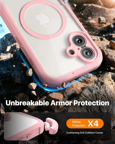 Miniatura 400 de Diaclara Funda diseñada para iPhone 16, mejorada [protección completa de la cámara], carcasa resistente de cuerpo completo con protector de pantalla