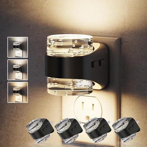 Miniatura 7 de JandCase Luz nocturna LED, luces nocturnas de burbujas enchufables a la pared, [paquete de 2] luz nocturna de 3000 K/4000 K/5000 K y 3 niveles
