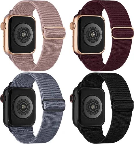 Miniatura 23 de Paquete de 4 correas elásticas Solo Loop compatibles con Apple Watch de 1.496 pulgadas, 1.575 pulgadas, 1.614 pulgadas, 1.654 pulgadas, 1.732