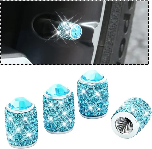 Miniatura 12 de zipelo Tapas de vástago de válvula con brillo, paquete de 4 unidades, con cristal de diamantes de imitación para neumático de coche, tapa de vástago