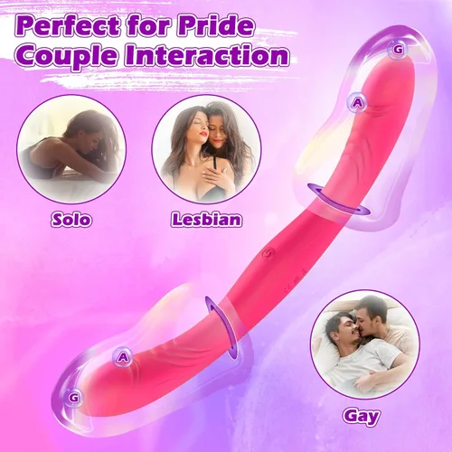 Miniatura 2 de Arnés de consolador sin tirantes, juguetes sexuales lesbianas, control remoto con aplicación de doble extremo, vibrador para hombres y mujeres