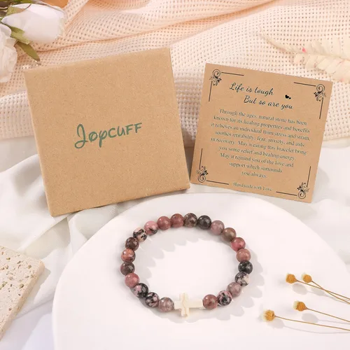 Miniatura 7 de JoycuFF Christian Bracelets for Women Cross Bracelets for Religious Women Girls Easter Catholic Natural Stone Bracelets Christian Jewelry Faith