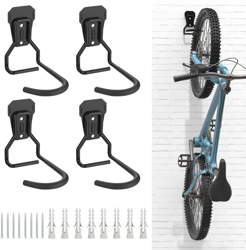 Miniatura 9 de Housolution Soporte de pared para bicicleta con gancho fijo, [2 unidades] Estante de almacenamiento de bicicletas resistente, soporte vertical