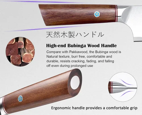 Miniatura 5 de Cuchillo de chef japonés de acero de alto carbono de 8 pulgadas, cuchillo de cocina profesional afilado para cortar carne y verduras con mango