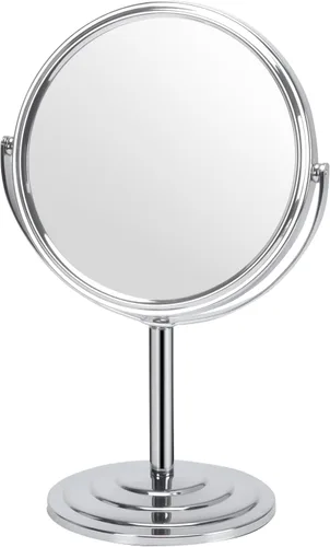 1 espejo de maquillaje con aumento 3X para mesa, espejo de tocador plateado de 7 pulgadas, espejo cosmético de baño portátil de doble cara