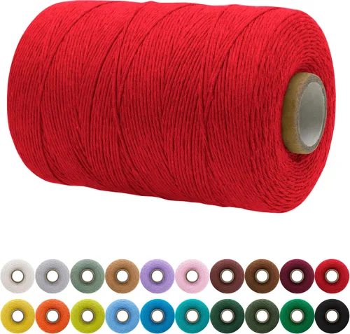 Miniatura 73 de JeogYong Cordón de macramé de un solo hilo 2mm x 164 yardas (492 pies) Cuerda de algodón suave, hilo de macramé 2 mm, suministros de macramé