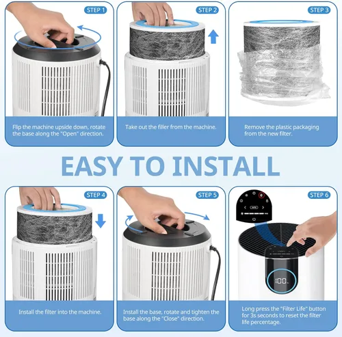 Miniatura 9 de Paquete de 2 filtros HP102 de repuesto HP152 compatibles con purificador de aire Shark HP100, HP153, HP102PET, HP102PETBL, HP132, HC450, HC451