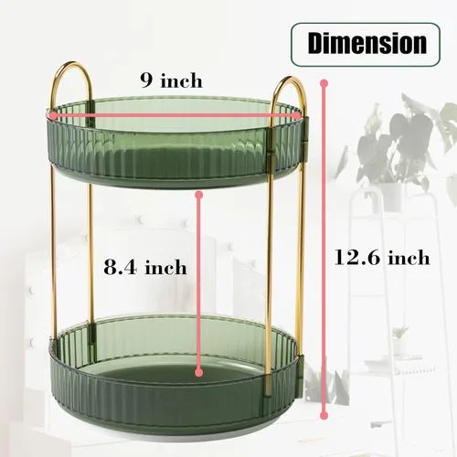 Miniatura 5 de Organizador de Maquillaje Giratorio de Encimera de 2 Niveles Bandejas Lazy Susan Transparente Almacenamiento de Cuidado de la Piel y Perfume