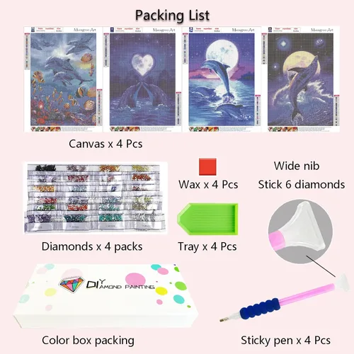 Miniatura 5 de Muzagroo Art Paquete de 4 Kits de Pinturas de Diamantes para Adultos Arte de Diamantes 5D DIY con Diamantes Redondos de Perforación Completa