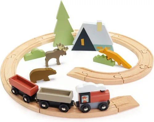 Tender Leaf Toys - Juego de tren Treetops - Hermoso juego de tren de juguete de madera para niños - Habilidades de juego inteligentes e imaginativas