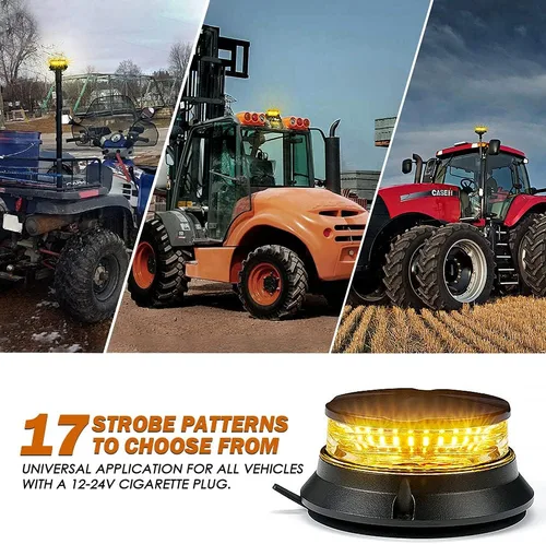 Miniatura 4 de Xprite Luz de Baliza LED Giratoria, Luces Estroboscópicas Súper Brillantes de 4.5 Pulgadas para Montacargas con Base Magnética para Camión
