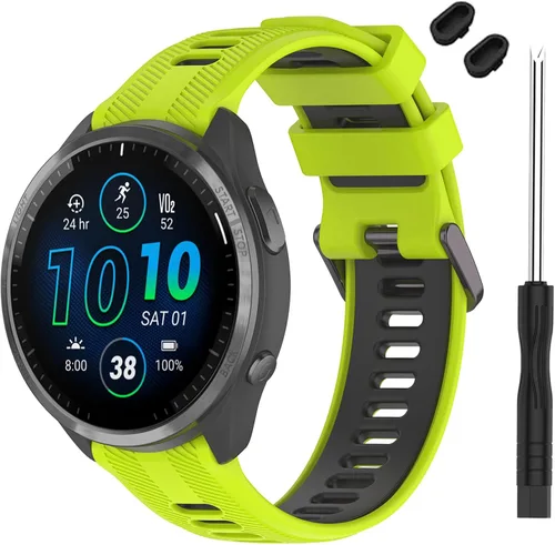 Miniatura 21 de Correa compatible con reloj Garmin Forerunner 965 – Correa de repuesto de silicona suave para reloj inteligente 965 para mujeres y hombres