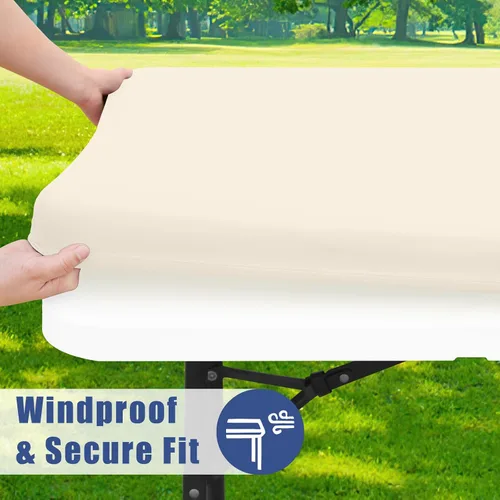Miniatura 3 de Moosfor Paquete de 4 manteles rectangulares de elastano de 4 pies, elásticos y ajustables para pícnic, elásticos y lavables, para exteriores, Beige