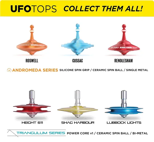 Miniatura 7 de Tops OVNI - Altura 611 Top giratorio de metal Inspirado en el incidente OVNI de la Unión Soviética de 1986 Cuerpo OVNI de aluminio plateado