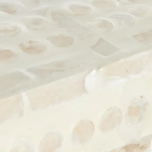 Miniatura 9 de Deco 79 Caja decorativa geométrica hecha a mano con concha de madreperla, mosaico de puntos, caja de almacenamiento para recuerdos, con acentos Crema