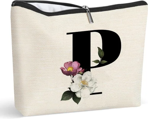 Miniatura 19 de Bolsa de maquillaje personalizada con inicial para mujer, bolsa de cosméticos con monograma, regalo de cumpleaños para mamá, regalo de dama