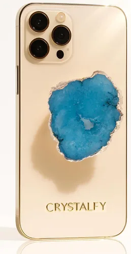 Miniatura 11 de Grips By CRYSTALFY - Soporte de agarre para teléfono de cristal drusa de cuarzo transparente azul y soporte expansible, accesorio superior