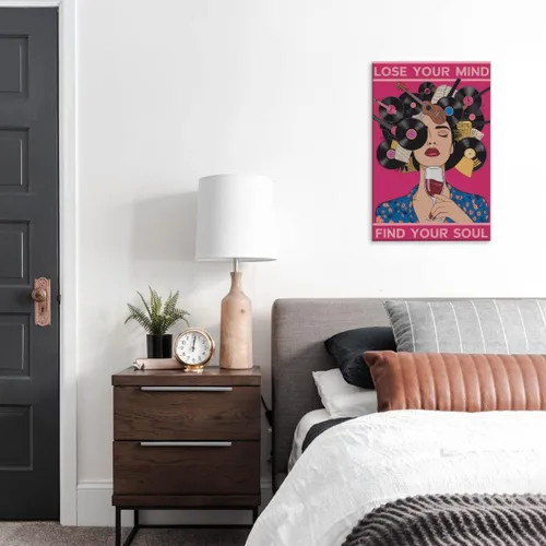 Miniatura 8 de Lienzo decorativo para pared con texto en inglés "Lose Your Mind Find Your Soul", arte de pared con citas inspiradoras para la salud mental, pintura