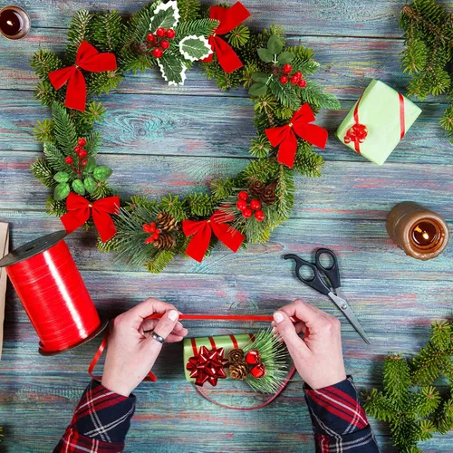 Miniatura 6 de 48 piezas de púas y aerosoles de Navidad para árbol de Navidad, púas florales de acebo rojo bayas en aerosol para manualidades, ramas de pino vívido