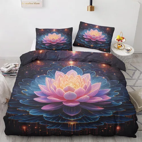 Miniatura 51 de Funda de edredón abstracta tamaño individual Juego de ropa de cama de arte colorido 2 piezas Funda de edredón con patrón de microfibra suave