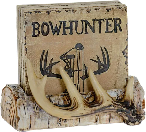 Miniatura 10 de Pine Ridge Juego de posavasos rústico elegante con soporte para la cueva del hombre, decoración del viejo oeste, tema de cabaña de cazador rústico